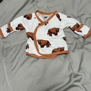 Buffalo Print Kids Shirt - White and Brown